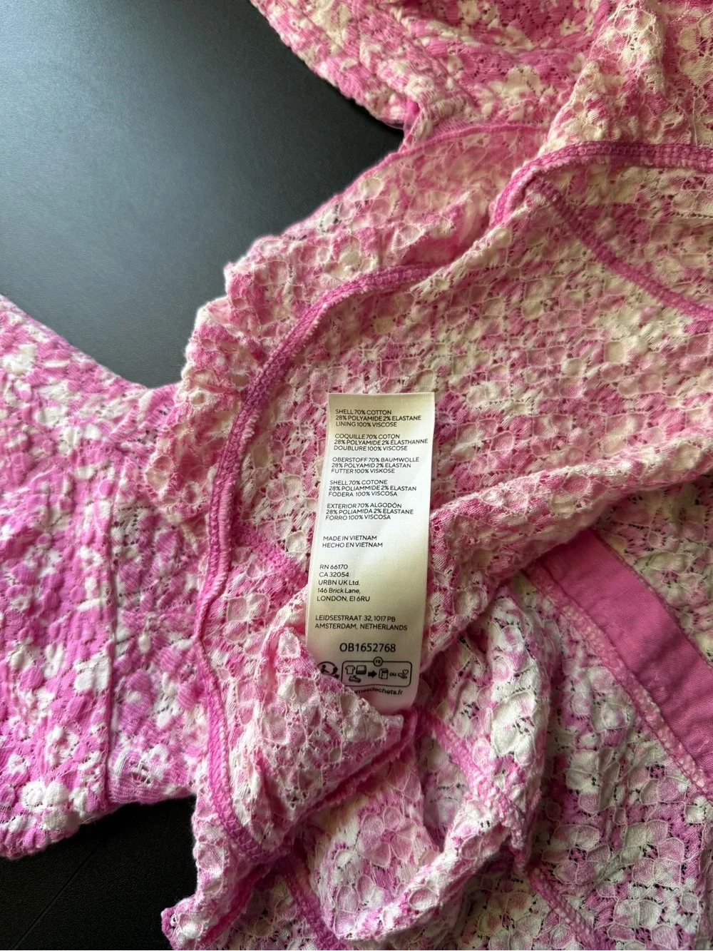 Free People Women's XS Pink Floral Lace Oh Baby Puff Sleeve Corset Peplum Top